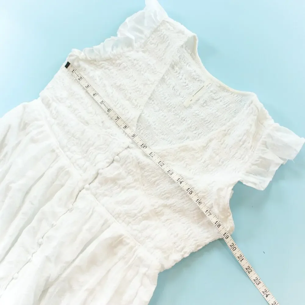 By Anthropologie Peregrine White Eyelet Midi Dress Size XLarge Petite XLP Bride - Picture 6 of 10